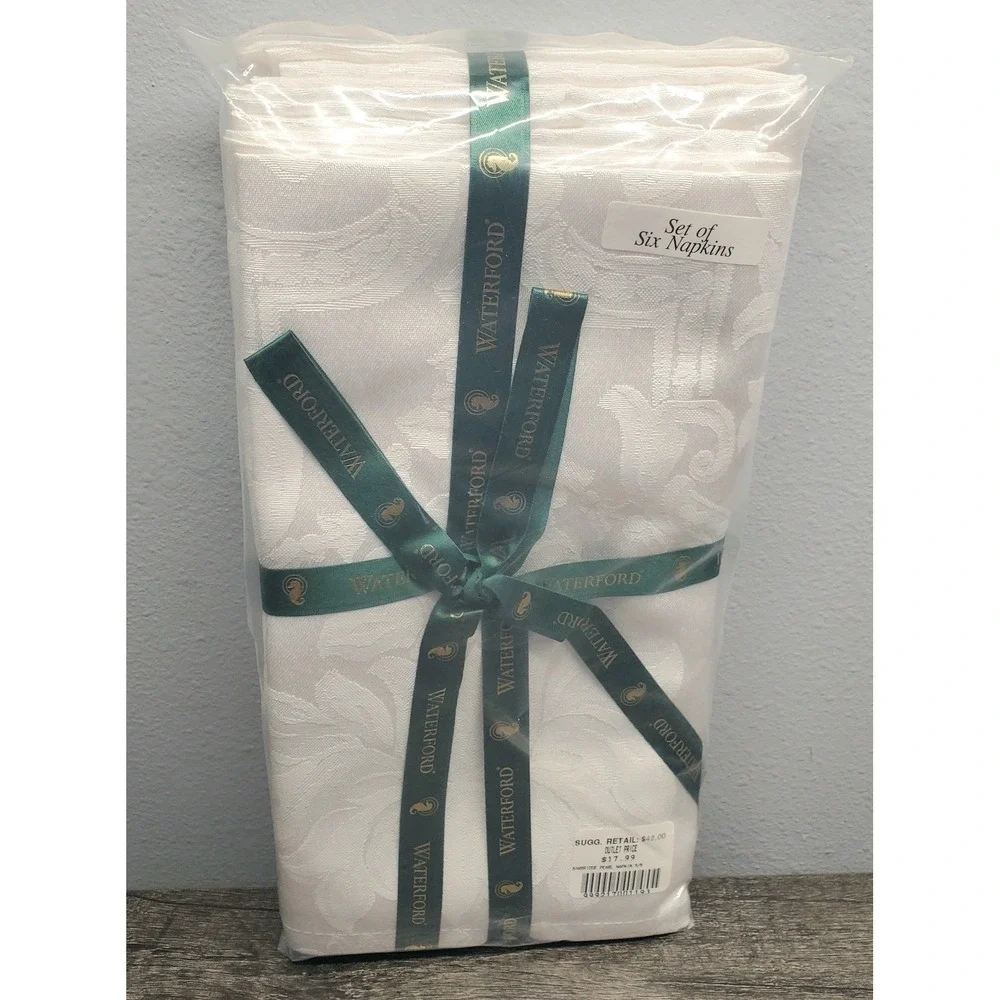 Waterford Linens Banbridge Pearl Napkins Table Linens Set of 6 White Floral NEW